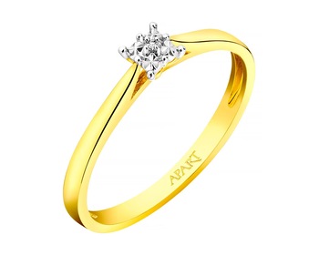 Prsten ze žlutého zlata  s diamantem 0,003 ct - ryzost 585
