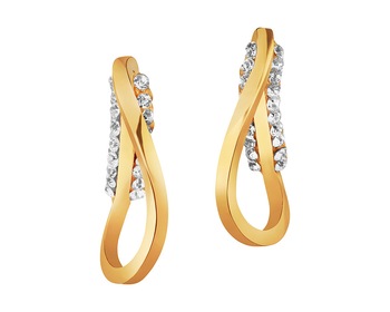 9 K Yellow Gold Dangling Earring with Cubic Zirconia