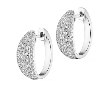 Rhodium-Plated White Gold Earrings with Diamonds 1,05 ct - fineness 18 K