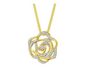 Zlatý přívěsek s diamanty - květ, růže 0,20 ct - ryzost 585