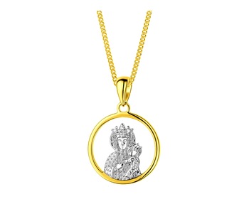 14 K Rhodium-Plated Yellow Gold Pendant with Diamond 0,003 ct - fineness 14 K
