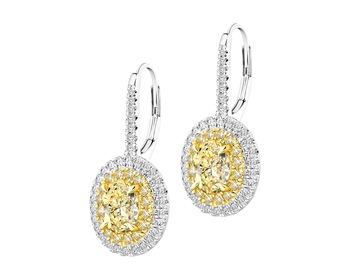 Náušnice z bílého a žlutého zlata s diamanty Fancy Light Yellow 2,70 ct - ryzost 750
