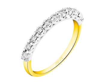 375 Yellow And White Gold Plated Ring with Diamonds 0,05 ct - fineness 375
