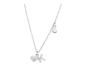 Stříbrný náhrdelník se zirkony - písmeno K, srdce