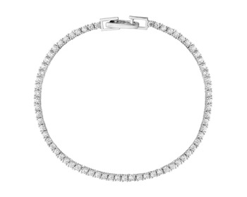 Rhodium Plated Silver Tennis Bracelet with Cubic Zirconia