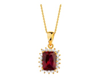 8 K Yellow Gold Pendant with Synthetic Ruby