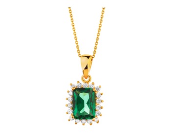 8 K Yellow Gold Pendant with Synthetic Emerald