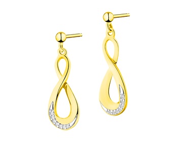 14 K Rhodium-Plated Yellow Gold Dangling Earring with Diamonds 0,02 ct - fineness 14 K