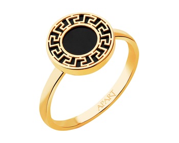 8 K Yellow Gold Ring with Synthetic Onyx