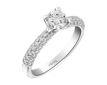 18 K Rhodium-Plated White Gold Ring 0,90 ct - fineness 18 K