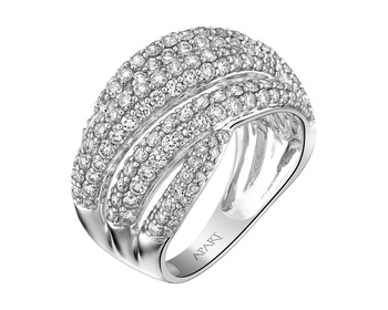 14 K Rhodium-Plated White Gold Ring with Diamonds 2,13 ct - fineness 14 K