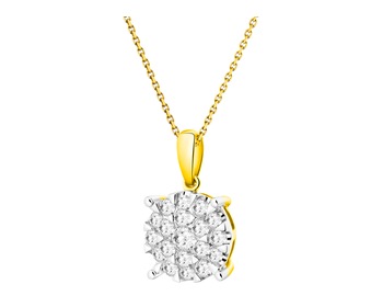 14 K Rhodium-Plated Yellow Gold Pendant with Diamonds 0,35 ct - fineness 14 K