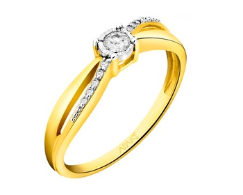 Prsten ze žlutého a bílého zlata s diamanty 0,12 ct - ryzost 585