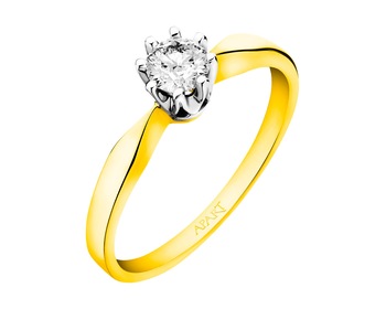 Prsten ze žlutého a bílého zlata s briliantem 0,30 ct - ryzost 585