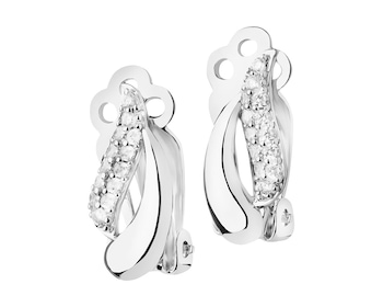 Rhodium Plated Silver Clip with Cubic Zirconia