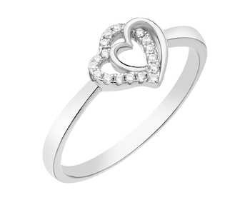 Stříbrný prsten se zirkony - srdce