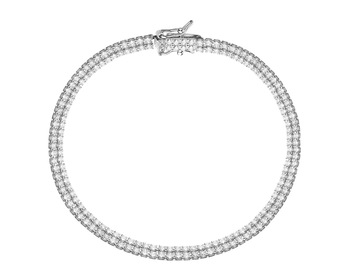 Rhodium Plated Silver Tennis Bracelet with Cubic Zirconia