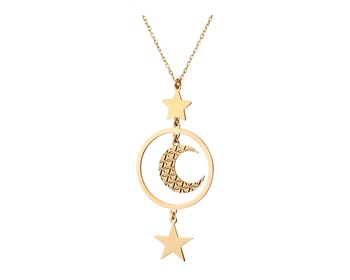 Pozlacený stříbrný náhrdelník - hvězdy, půlměsíc, kroužek