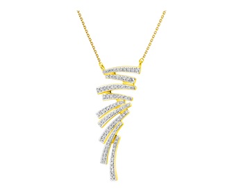 14 K Rhodium-Plated Yellow Gold Necklace with Diamonds 0,21 ct - fineness 14 K