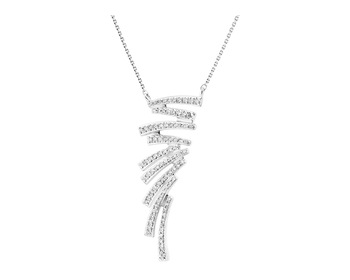 14 K Rhodium-Plated White Gold Necklace with Diamonds 0,21 ct - fineness 14 K