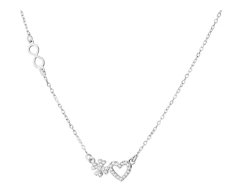 Stříbrný náhrdelník se zirkony - srdce, čtyřlístek, nekonečno