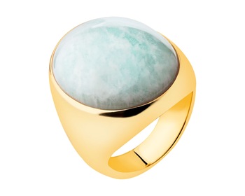 Gold-Plated Brass Ring with Amazonite