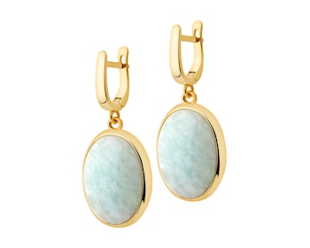 Gold-Plated Brass Earrings with Amazonite