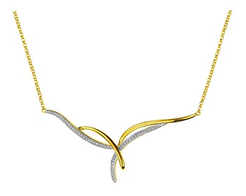 14 K Rhodium-Plated Yellow Gold Necklace with Diamonds 0,19 ct - fineness 14 K