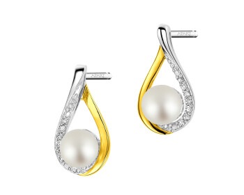 375  Earrings with Diamonds - fineness 375