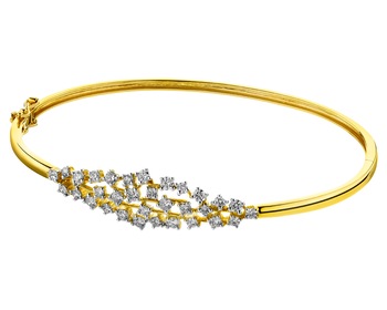 14 K Rhodium-Plated Yellow Gold Rigid Bracelet with Diamonds 1,15 ct - fineness 14 K
