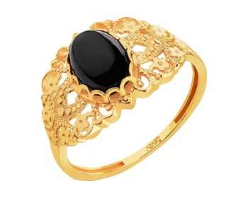 14 K Yellow Gold Ring with Onyx