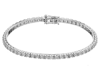 18 K Rhodium-Plated White Gold Tennis Bracelet with Diamonds 3,40 ct - fineness 18 K
