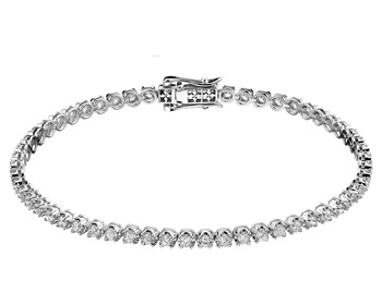 18 K Rhodium-Plated White Gold Tennis Bracelet with Diamonds 2,46 ct - fineness 18 K