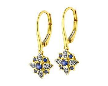 9 K Rhodium-Plated Yellow Gold Dangling Earring - fineness 9 K