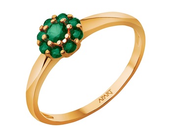 Zlatý prsten se syntetickými smaragdy