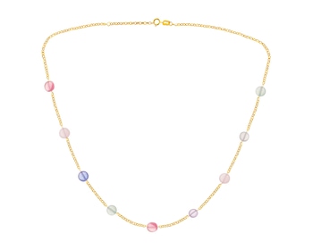 9 K Yellow Gold Necklace with Glass