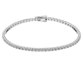 18 K Rhodium-Plated White Gold Tennis Bracelet with Diamonds 2,44 ct - fineness 18 K