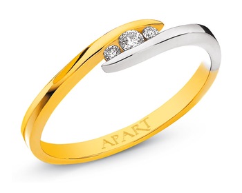 Yellow and white gold ring with brilliants 0,06 ct - fineness 585