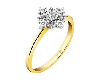 585 Yellow And White Gold Plated Ring with Diamonds 0,08 ct - fineness 585