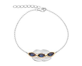 Rhodium-Plated Silver, Gold-Plated Silver Bracelet with Murano Glass