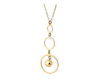 Pozlacený stříbrný náhrdelník - kroužky, kulička