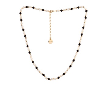 Pozlacený náhrdelník z mosazi s acháty a perletí