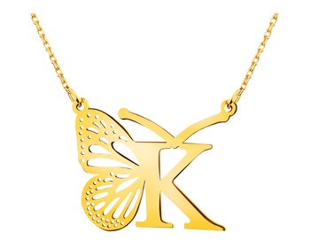 Złoty naszyjnik, ankier - motyl, litera K
