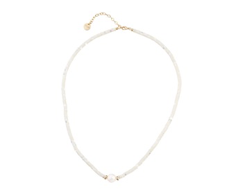 Pozlacený náhrdelník z mosazi s perletí a perlou