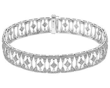14 K Rhodium-Plated White Gold Bracelet with Diamonds 3,18 ct - fineness 14 K