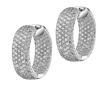 18 K Rhodium-Plated White Gold Earrings with Diamonds 3,76 ct - fineness 18 K