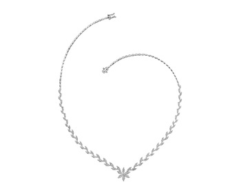 14 K Rhodium-Plated White Gold Necklace with Diamonds 2 ct - fineness 14 K