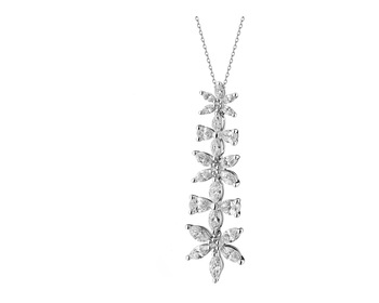 Náhrdelník z bílého zlata s diamanty - květy 1,93 ct - ryzost 750