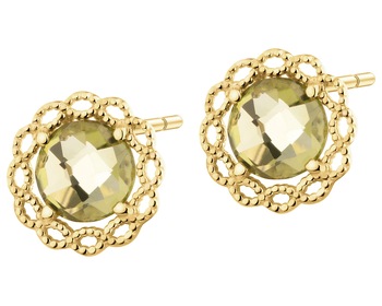9 K Yellow Gold Earrings with Peridot