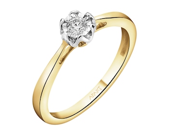 585 Yellow And White Gold Plated Ring with Diamond 0,10 ct - fineness 585
